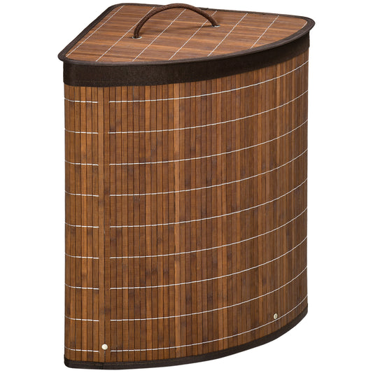 55L Bamboo Corner Laundry Hamper Bamboo Laundry Basket Brown