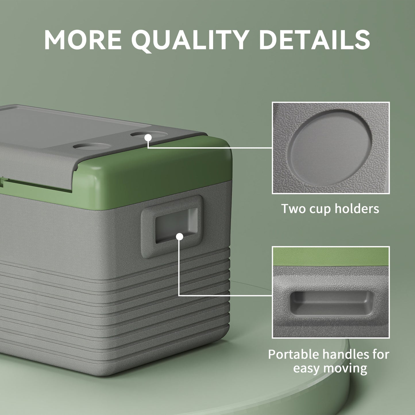 30L Car Refrigerator 12V Portable Freezer for Camping, Light Green