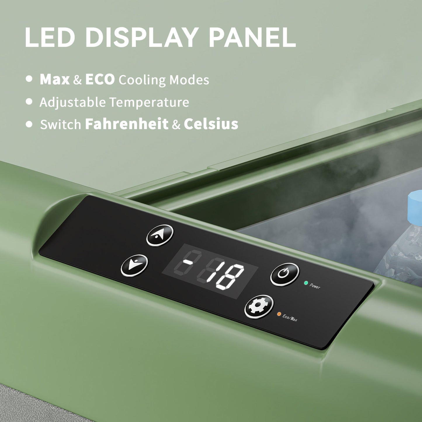 30L Car Refrigerator 12V Portable Freezer for Camping, Light Green