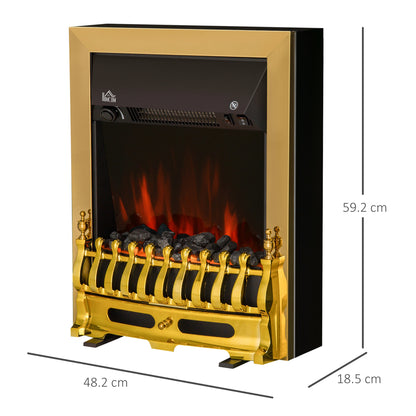 Electric Fireplace 1 & 2KW LED Fire Flame for Living Room Golden