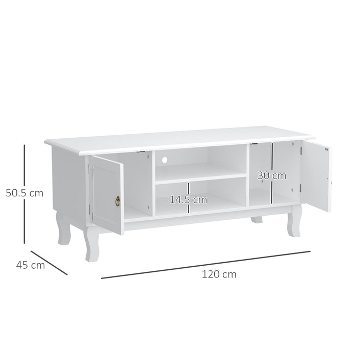 TV Stand Unit Corner Table, MDF-Ivory White