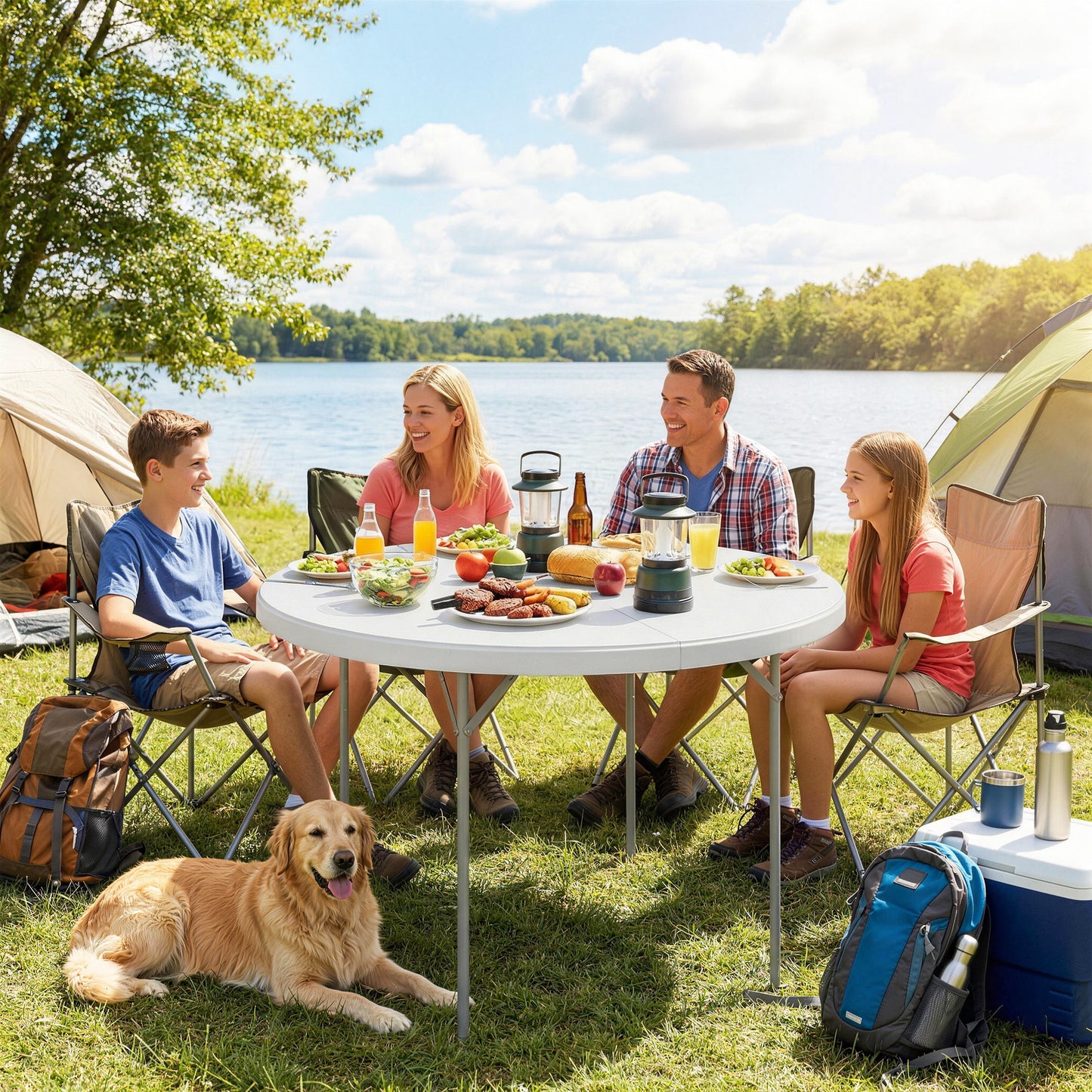 Picnic Table Folding Heavy Duty 120x120 cm, White
