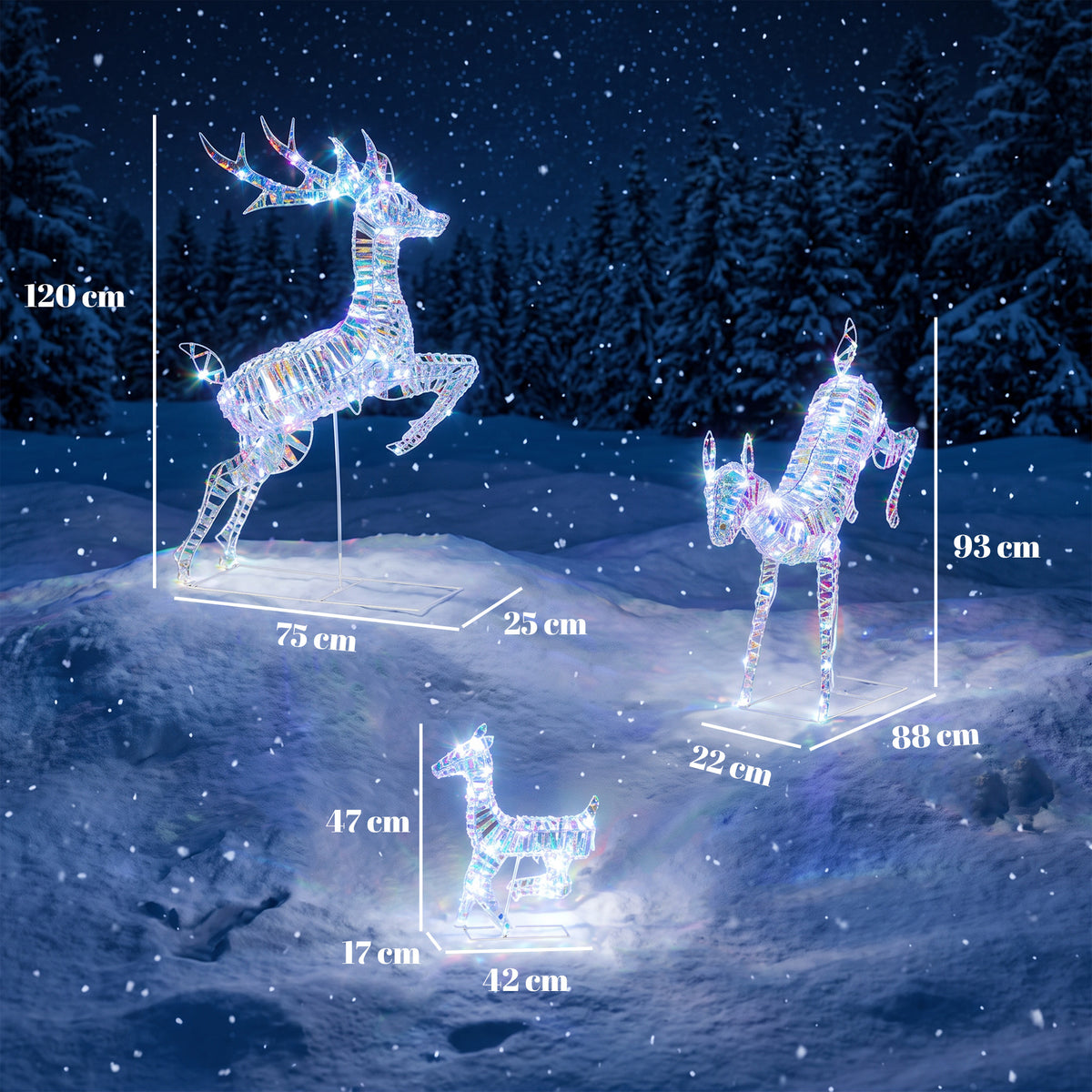 3-Piece Christmas Lighted Reindeer Family Set for Outdoor