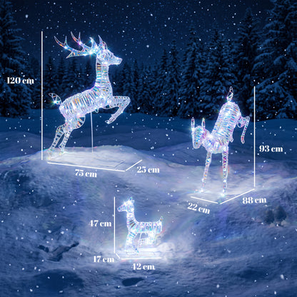 3-Piece Christmas Lighted Reindeer Family Set for Outdoor