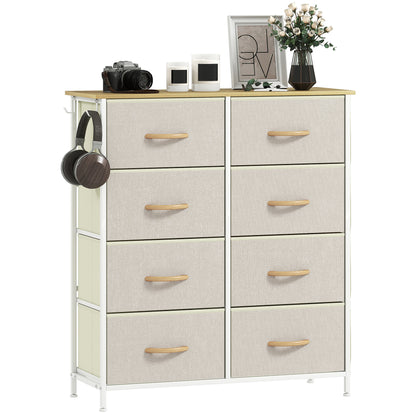 Fabric Chest of Drawers, 8 Drawer Dresser for Bedroom, Beige