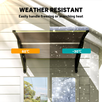 Door Canopy Outdoor Awning Rain Shelter for Window Porch, Brown