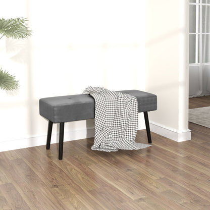 End of Bed Bench with Thick Padding and Steel Legs for Entryway, Grey