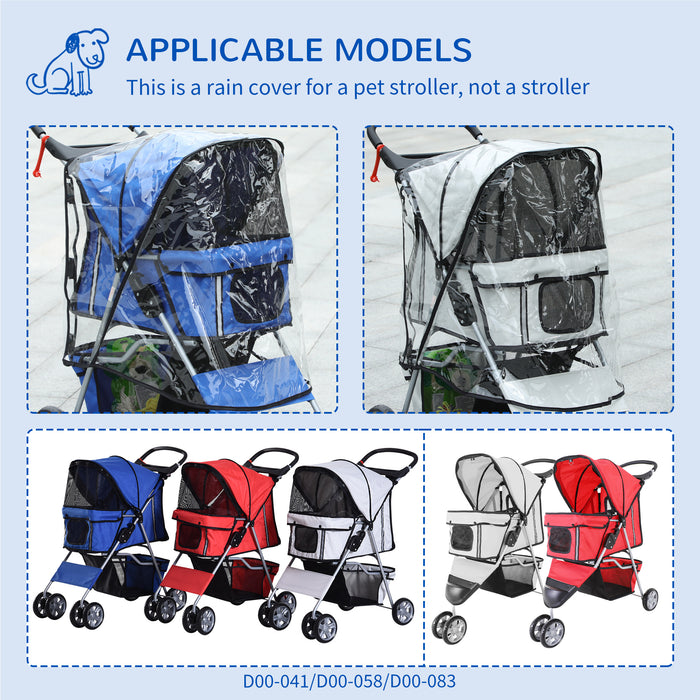 Dog Stroller Rain Cover w/ Rear Entry, Cover, for Dog Pram