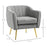 Velvet-Look Shell Shaped Chair with Thick Padded Seat, Grey