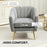 Velvet-Look Shell Shaped Chair with Thick Padded Seat, Grey