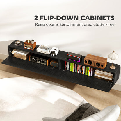 Wall Mount TV Stand Cabinet with Fluted Flip-Down Doors