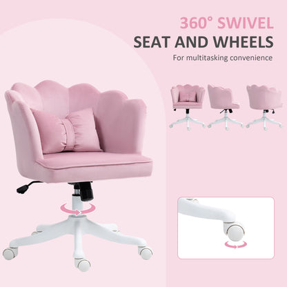 Armless Desk Chair Home Office Chair w/ Wide Seat Tilt Function Pink