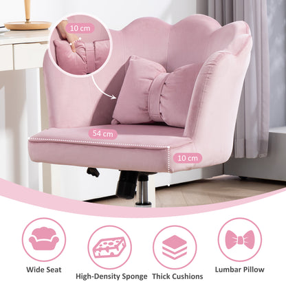 Armless Desk Chair Home Office Chair w/ Wide Seat Tilt Function Pink