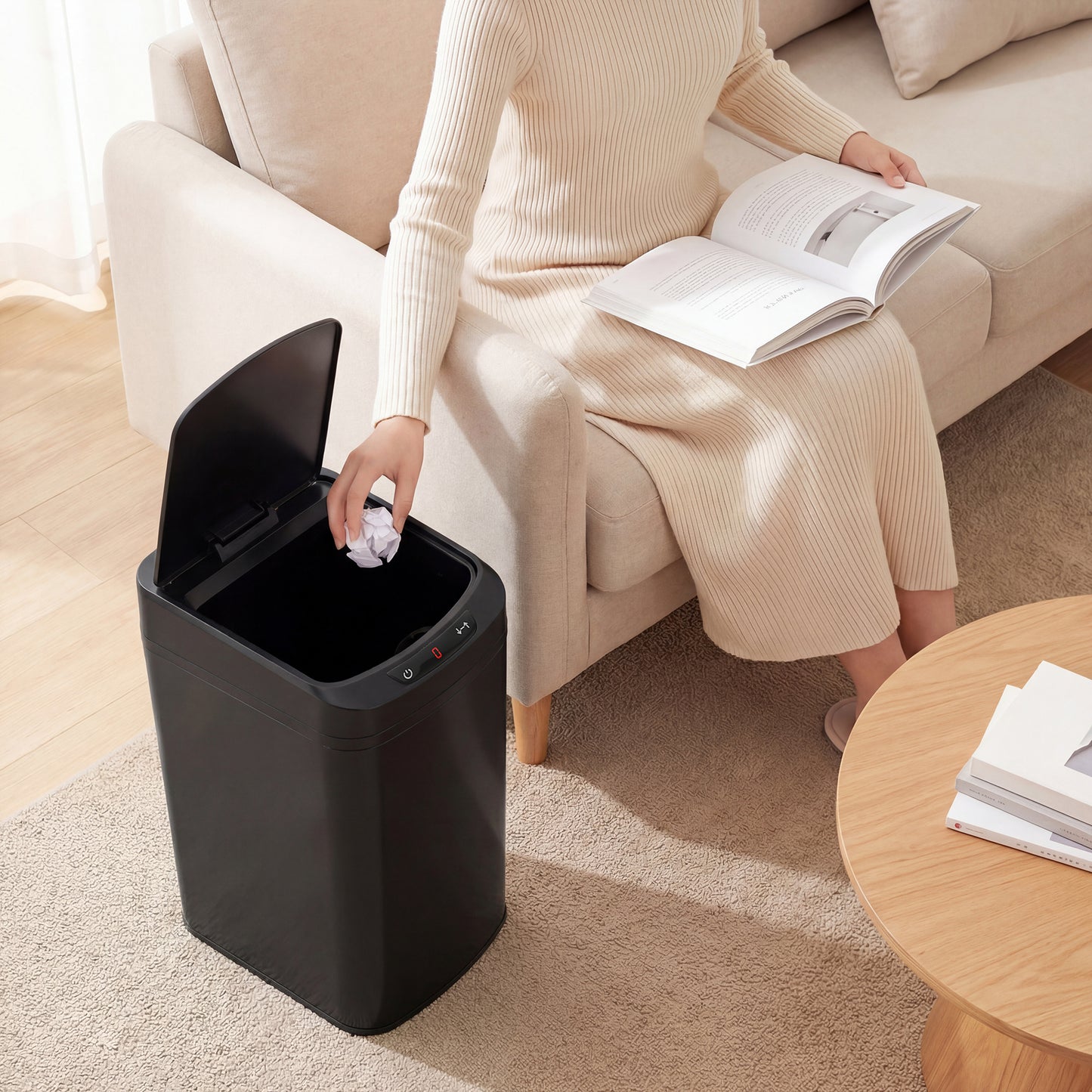 12L Sensor Bin, Automatic Touchless Motion Sensor Kitchen Bin, Black