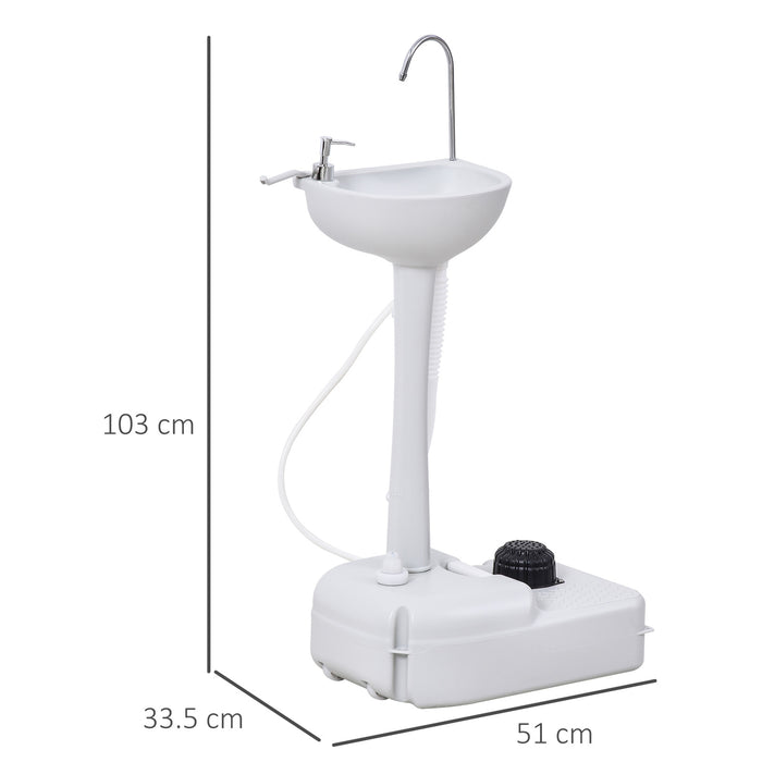 HDPE Outdoor Soap Dispending Sink w/ Towel Holder White