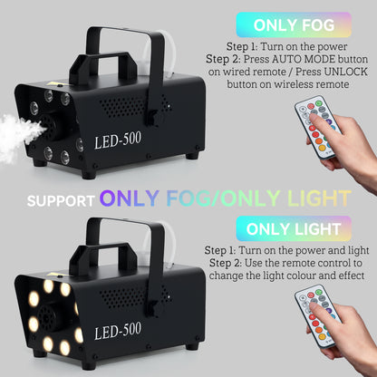 Smoke Machine with 3 RGB LED Lights 2000CFM Fog Machine with Remote Controls