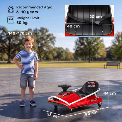 24V Electric Go Kart for Kids with Drift Mode, Soft Start, Red
