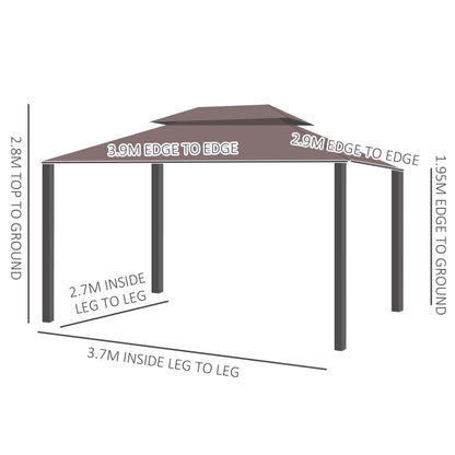 Outsunny 3 x 4m Aluminium Garden¬¨‚Ä†Gazebo, Marquee Canopy Shelter Pavilion Party Tent with Nets and Curtains for Garden, Lawn, Backyard and Deck, Coffee