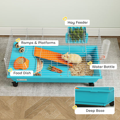 Small Animal Cage , Rabbit Cage with Wheels and Water Bottle
