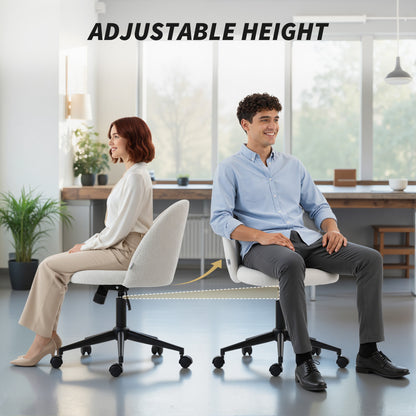 Desk Chair, Fluffy Swivel Office Chair for Makeup Vanity, Cream