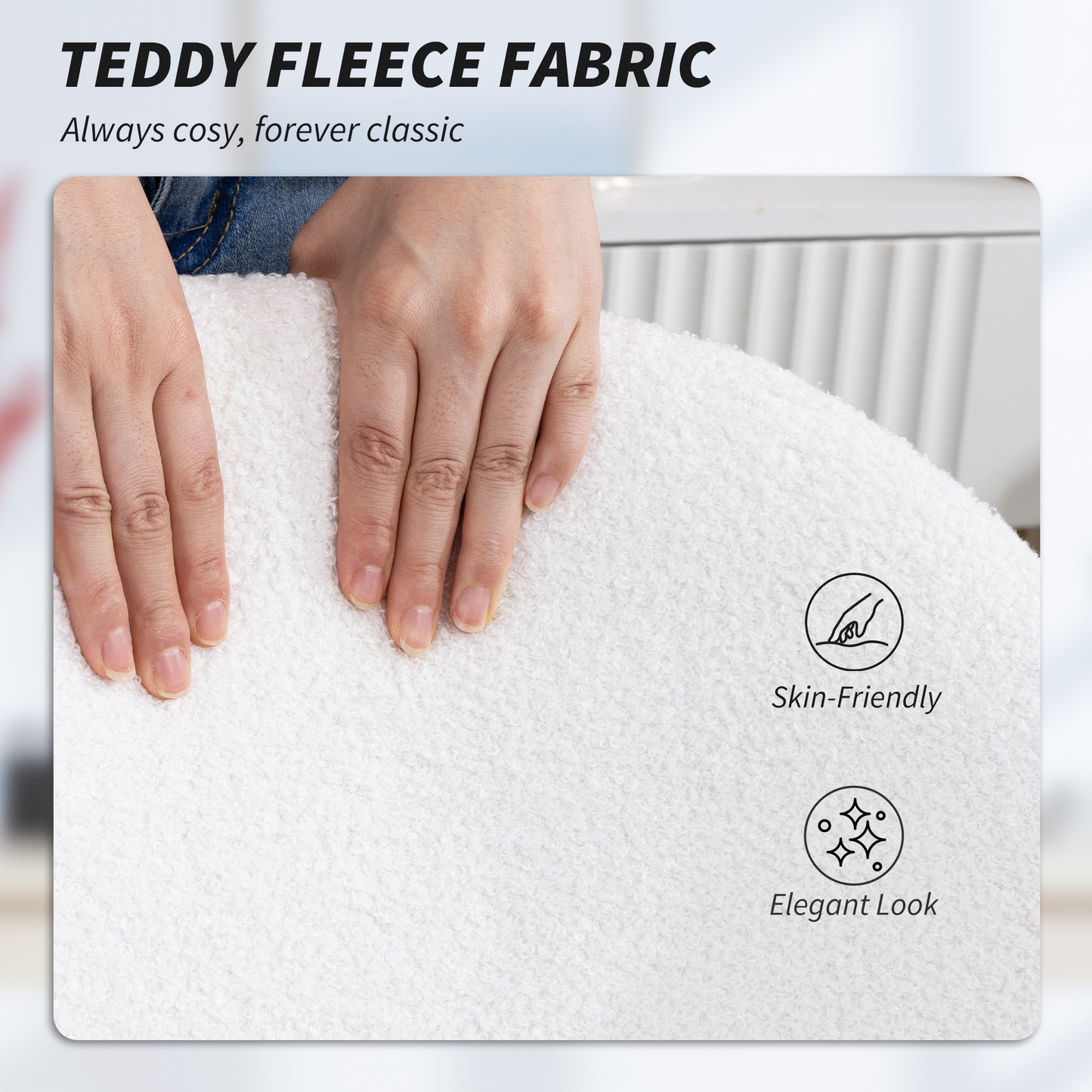 Desk Chair, Fluffy Swivel Office Chair for Makeup Vanity, Cream