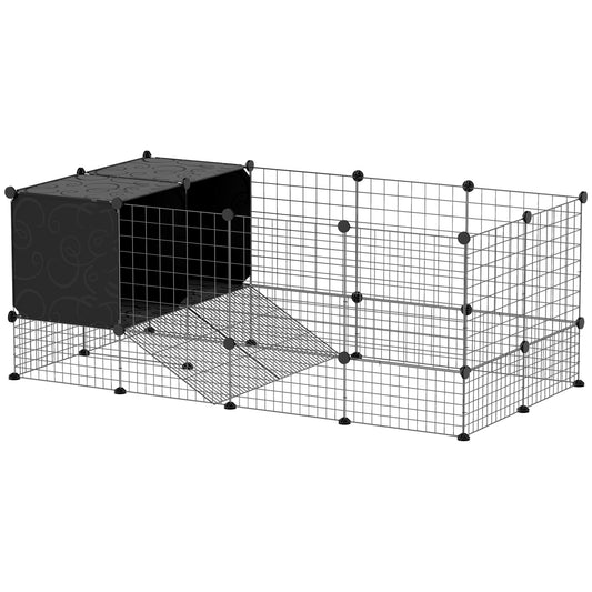 DIY Small Animal Cage w/ Elevated Huts, for Guinea Pigs, Rabbits