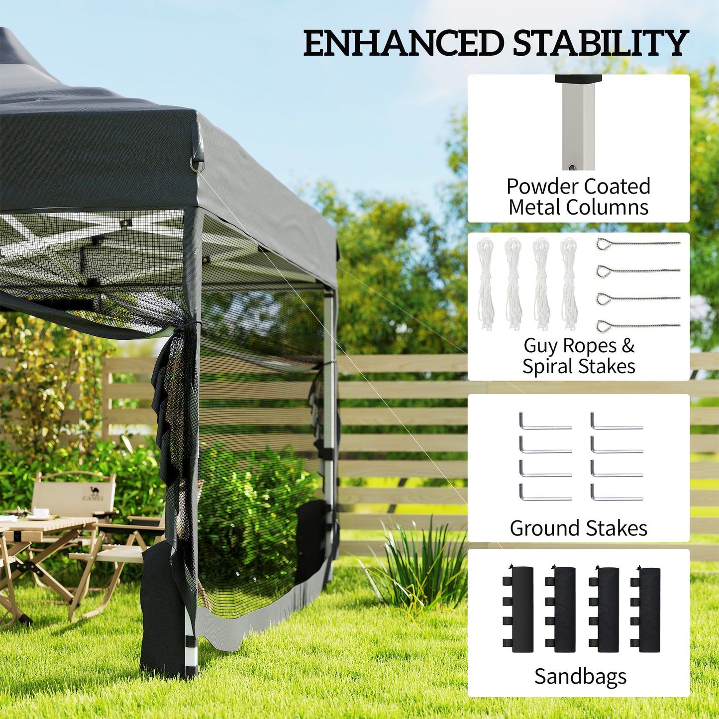 3 x 4.5 m Pop Up Gazebo with Mesh, Heavy Duty Party Tent Marquee