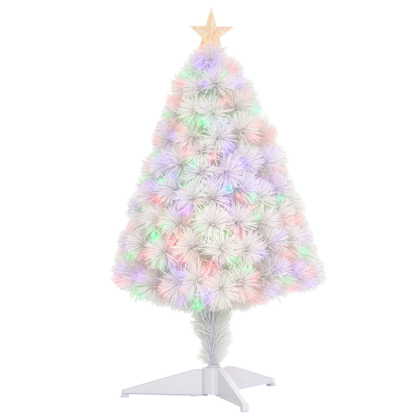 2.5FT Prelit Artificial Tabletop Christmas Tree w/ Fibre Optics for Desk