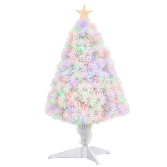2.5FT Prelit Artificial Tabletop Christmas Tree w/ Fibre Optics for Desk