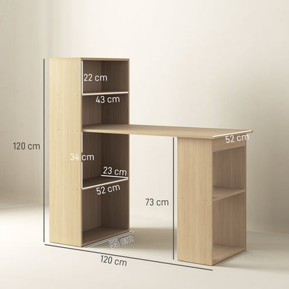 120cm Computer Desk Bookshelf Writing Table Workstation 6 Shelves
