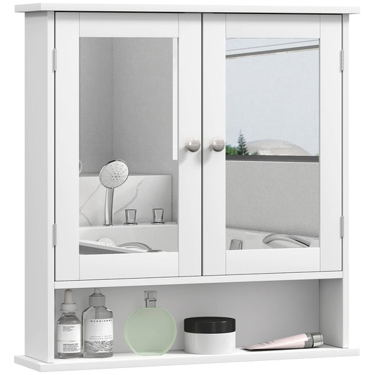 Wall Mounted Mirror Cabinet W/ Double Mirror Doors & Adjustable Shelf
