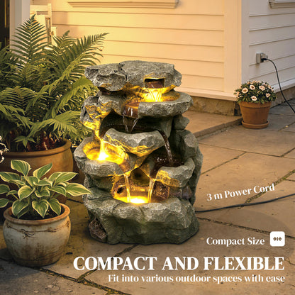 Outdoor Fountain, Resin Freestanding Garden Fountain, Grey