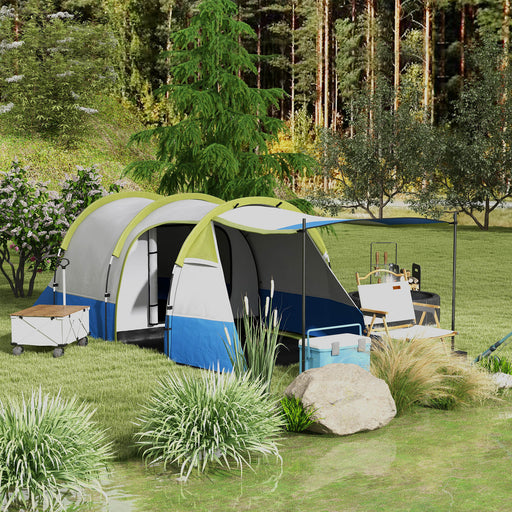 Camping Tent, Large Tunnel Tent with Bedroom and Living Area, 2000mm Waterproof, Portable with Bag for 2-3 Man, Green