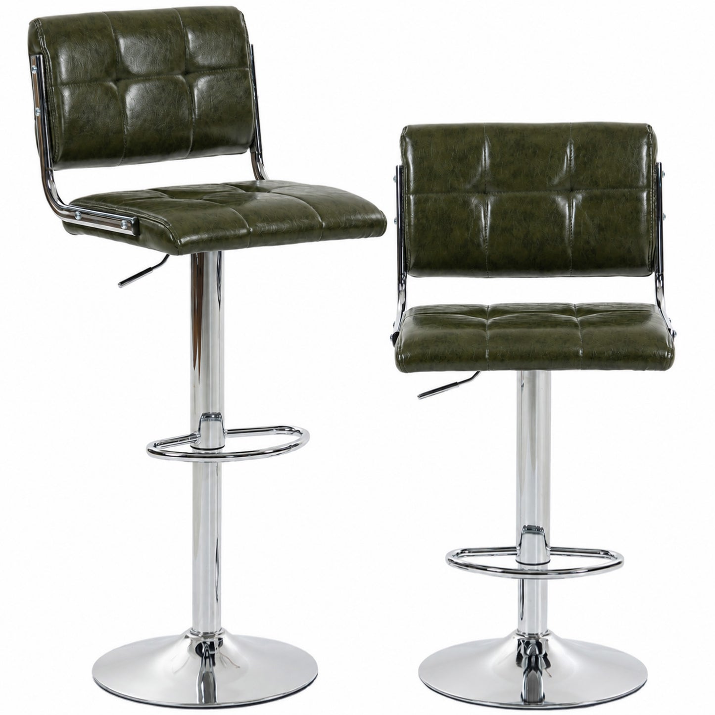 Adjustable Bar Stools Set of 2 with Backrest Green