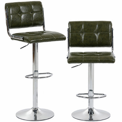 Adjustable Bar Stools Set of 2 with Backrest Green