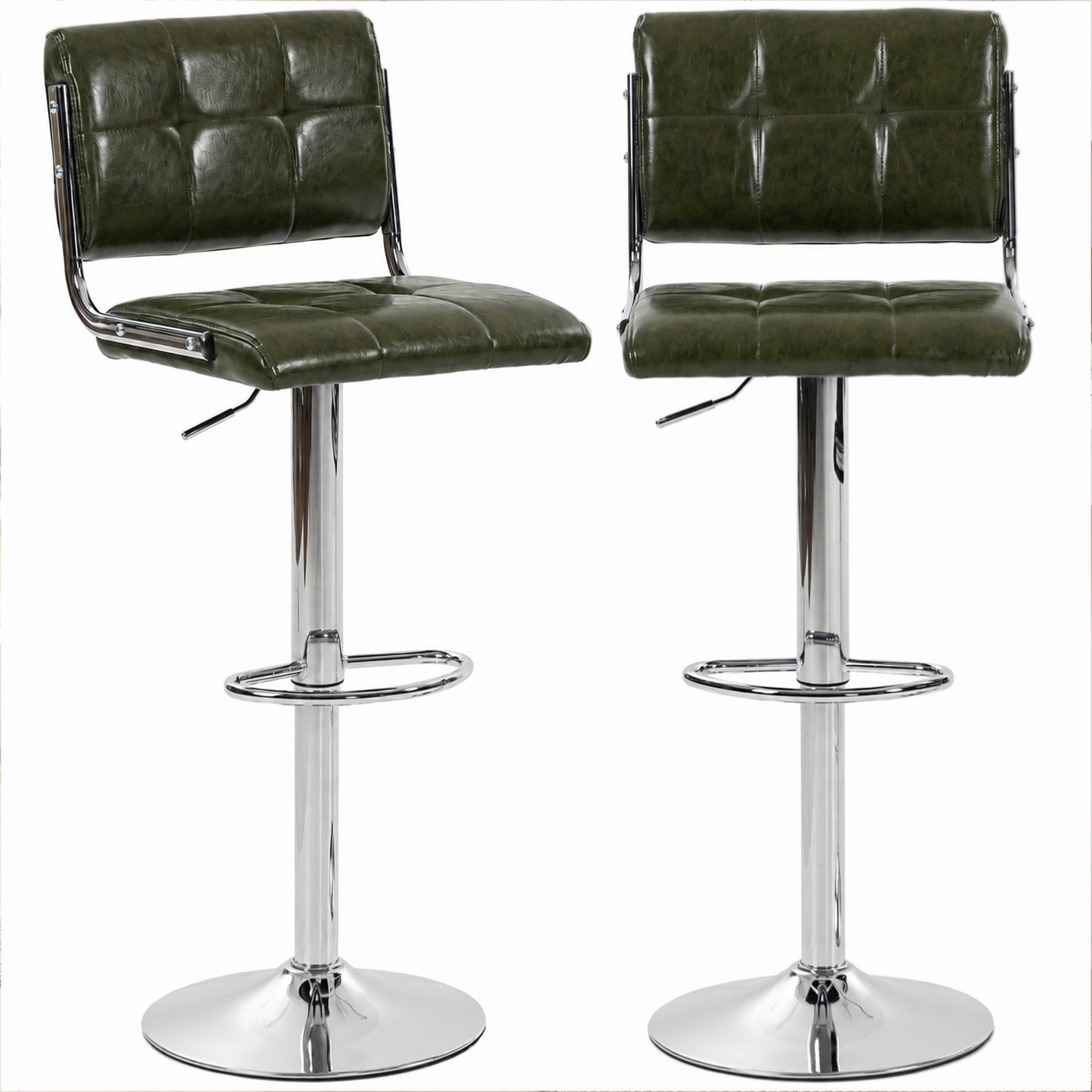 Adjustable Bar Stools Set of 2 with Backrest Green