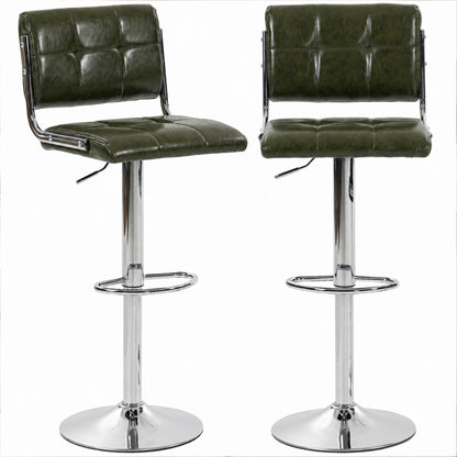 Adjustable Bar Stools Set of 2 with Backrest Green
