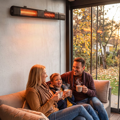 3000 W Electric Infrared Patio Heater Wall Mounted, Black