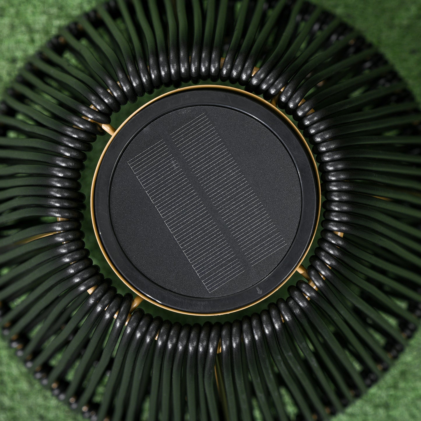 3-Level Adjustable Garden Rattan Solar Lantern, Black