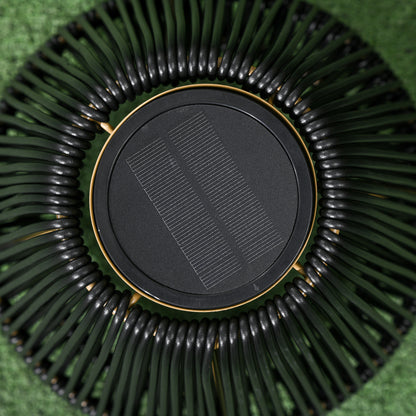 3-Level Adjustable Garden Rattan Solar Lantern, Black