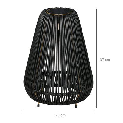 3-Level Adjustable Garden Rattan Solar Lantern, Black