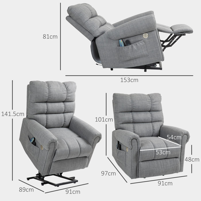 Power Lift Recliner Chair for Elderly with Massage and Heat Grey