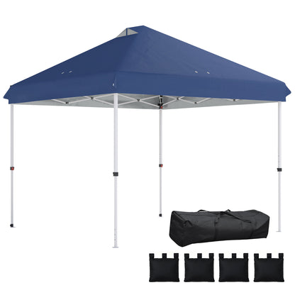 3x3 m Pop Up Gazebo w/ Wheels, One-Touch Party Tent, Dark Blue