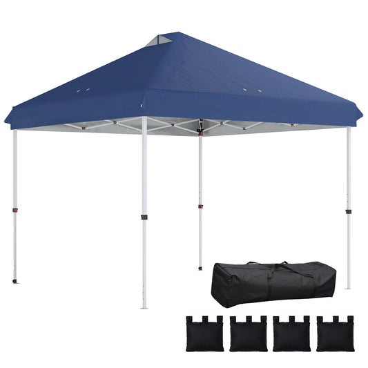 3x3 m Pop Up Gazebo w/ Wheels, One-Touch Party Tent, Dark Blue
