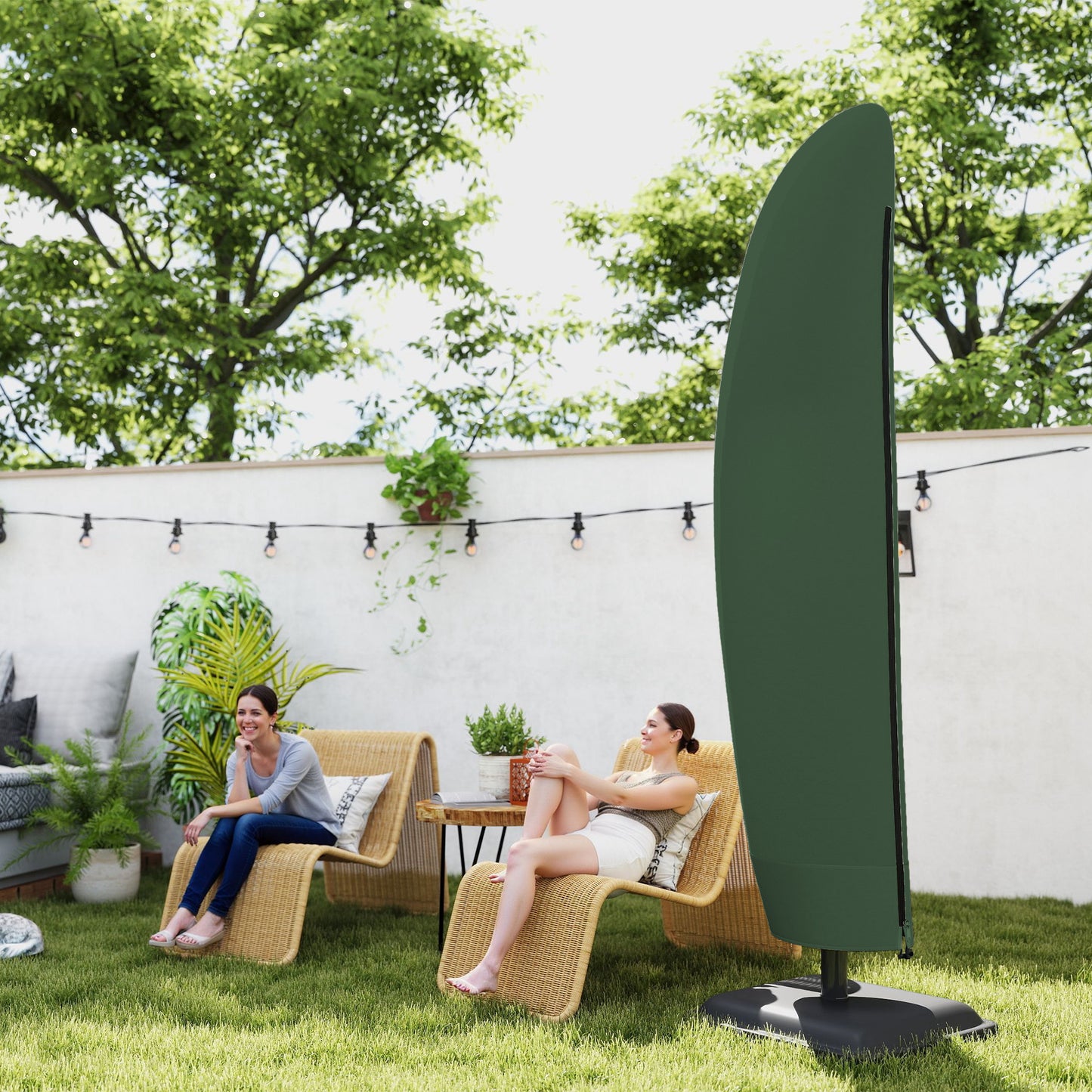 Parasol Cover, Banana Umbrella Protector with Zipper, Green