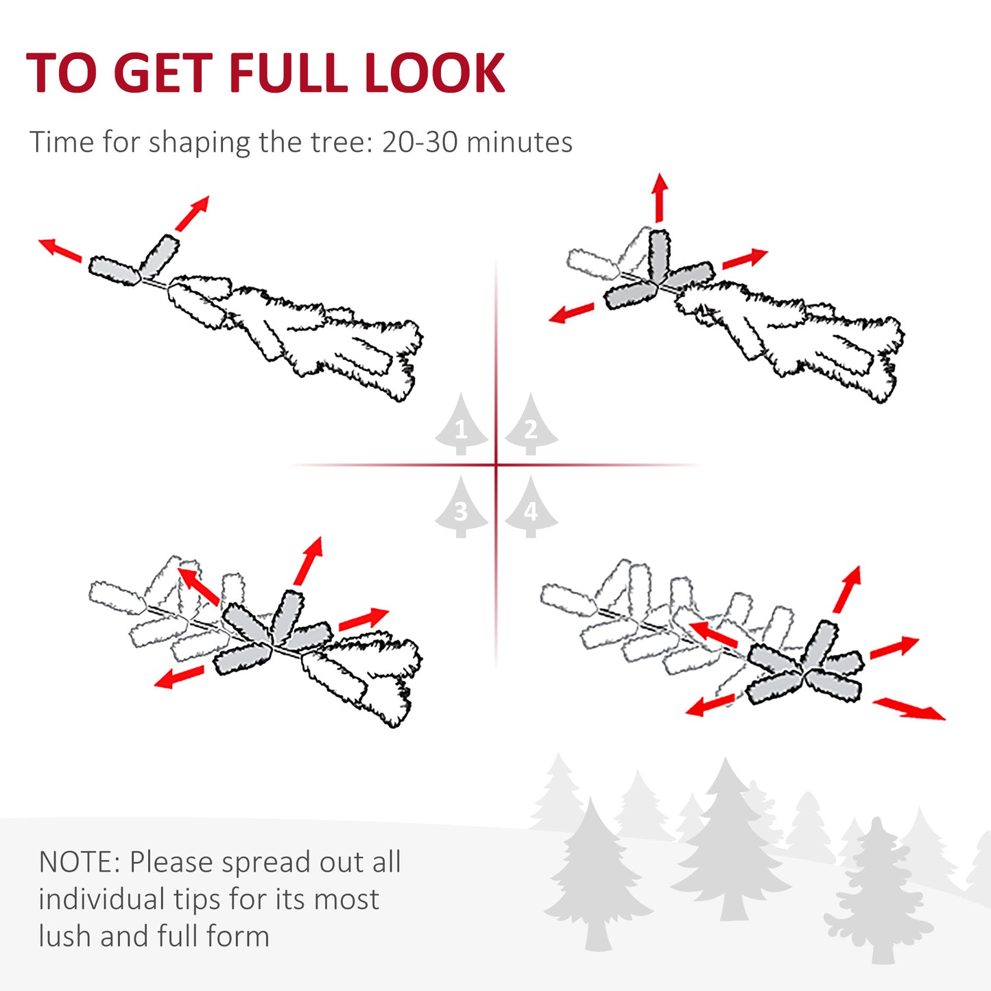 4FT Multicoloured Artificial Christmas Tree w/ Pre-Lit Modes Metal Stand