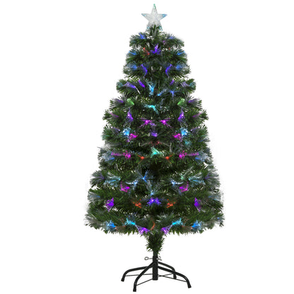 4FT Multicoloured Artificial Christmas Tree w/ Pre-Lit Modes Metal Stand
