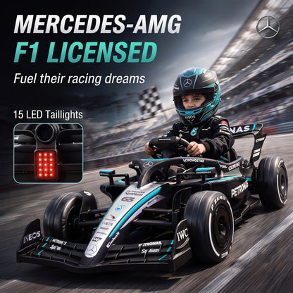 Licensed Mercedes-AMG PETRONAS F1 Electric Go Kart for Kids 3-5
