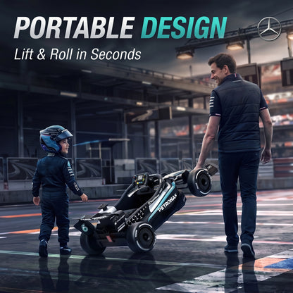 Licensed Mercedes-AMG PETRONAS F1 Electric Go Kart for Kids 3-5