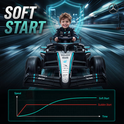 Licensed Mercedes-AMG PETRONAS F1 Electric Go Kart for Kids 3-5